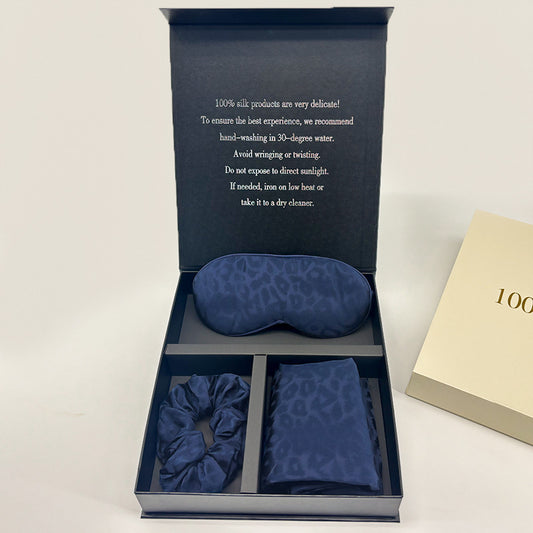 Leopard Jacquard Mulberry Silk Gift Set – 3-Piece, 19 Momme (SB68)