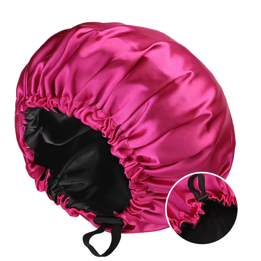 Large Double-Layer Satin Sleep Bonnet – Reversible & Adjustable Night Cap (SB03)