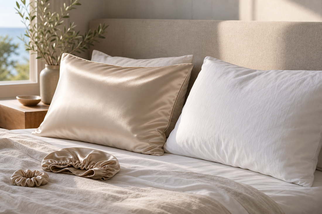Silk pillowcase and cotton pillowcase compared for hair and skin comfort