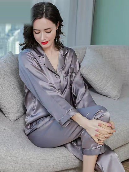 Women’s 16 Momme 100% Mulberry Silk Long Sleeve Pyjama Set (SB34)