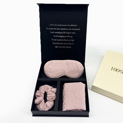 Leopard Jacquard Mulberry Silk Gift Set – 3-Piece, 19 Momme (SB68)