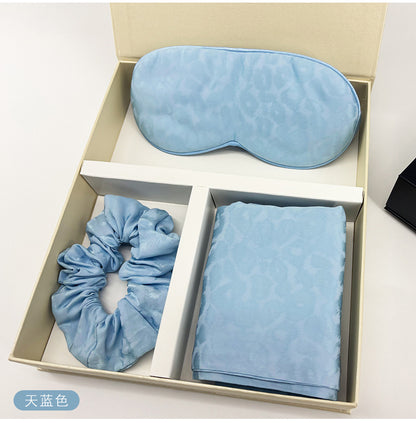 Leopard Jacquard Mulberry Silk Gift Set – 3-Piece, 19 Momme (SB68)