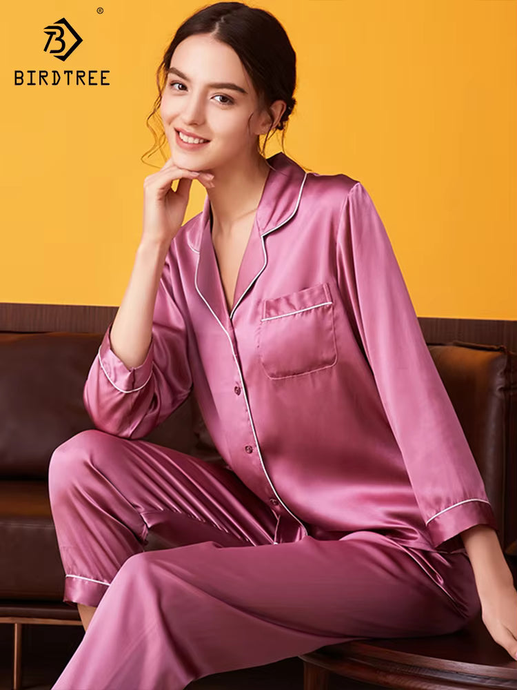 Women’s 16 Momme 100% Mulberry Silk Long Sleeve Pyjama Set (SB34)