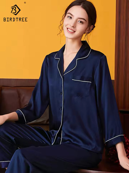 Women’s 16 Momme 100% Mulberry Silk Long Sleeve Pyjama Set (SB34)