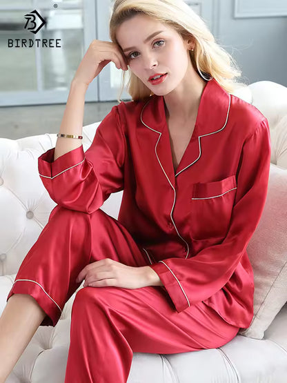 Women’s 16 Momme 100% Mulberry Silk Long Sleeve Pyjama Set (SB34)