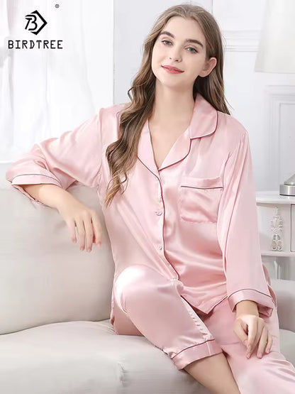 Women’s 16 Momme 100% Mulberry Silk Long Sleeve Pyjama Set (SB34)