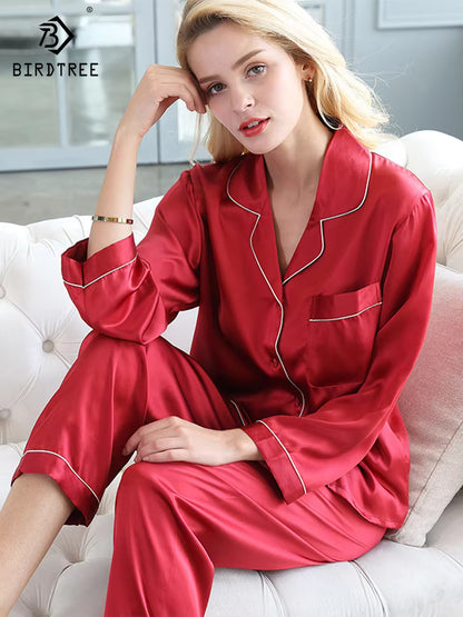 Women’s 16 Momme 100% Mulberry Silk Long Sleeve Pyjama Set (SB34)