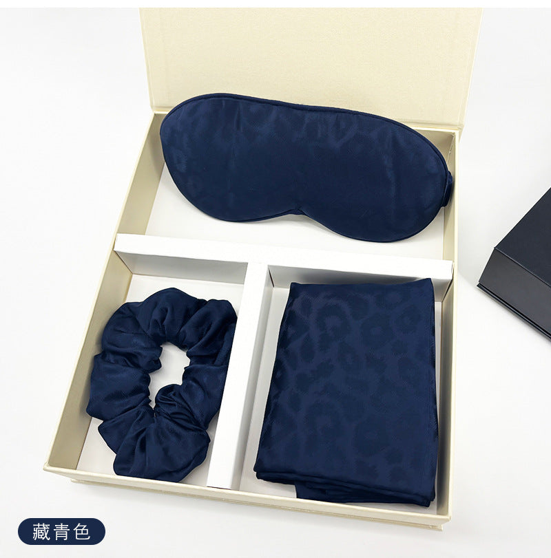 Leopard Jacquard Mulberry Silk Gift Set – 3-Piece, 19 Momme (SB68)