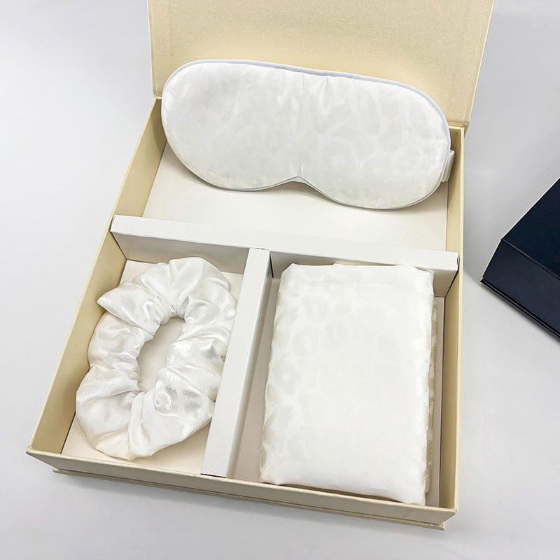 Leopard Jacquard Mulberry Silk Gift Set – 3-Piece, 19 Momme (SB68)