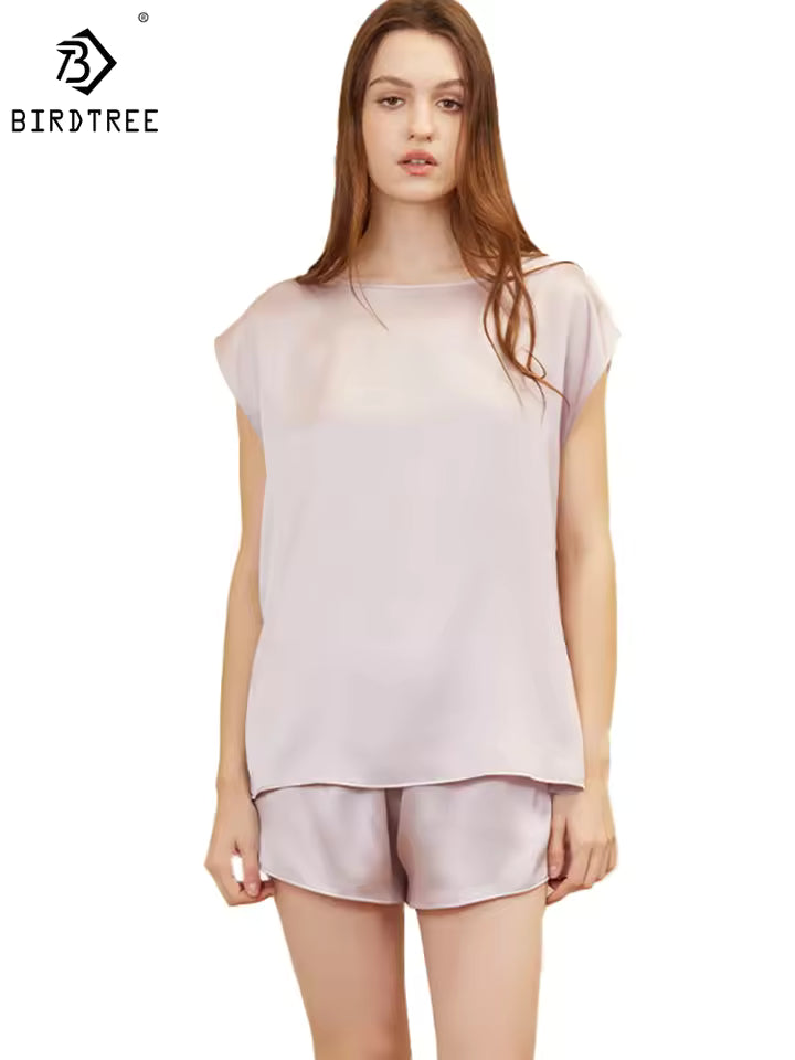 Women’s 19 Momme 100% Mulberry Silk Sleeveless Pyjama Set (SB39)