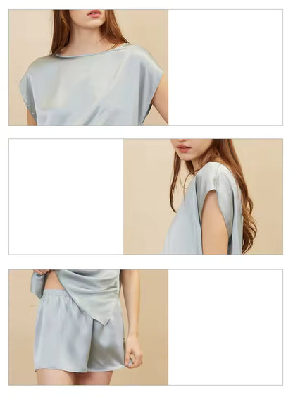 Women’s 19 Momme 100% Mulberry Silk Sleeveless Pyjama Set (SB39)
