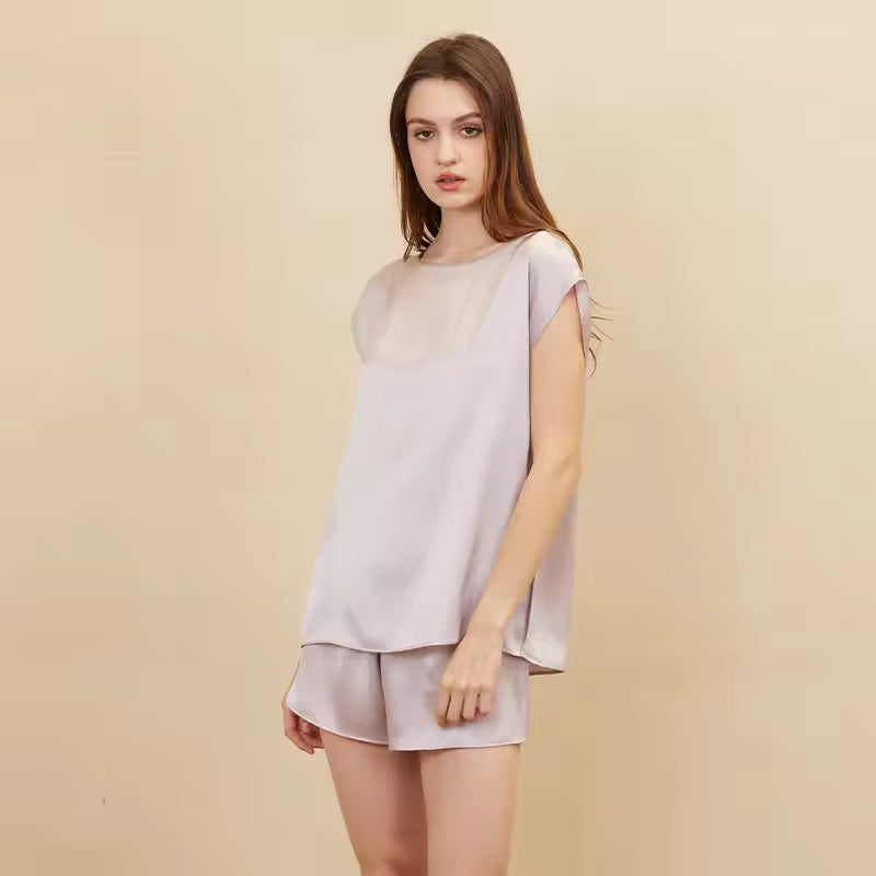 Women’s 19 Momme 100% Mulberry Silk Sleeveless Pyjama Set (SB39)