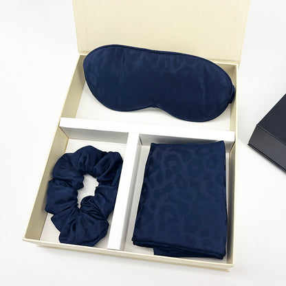 Leopard Jacquard Mulberry Silk Gift Set – 3-Piece, 19 Momme (SB68)
