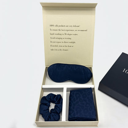 Leopard Jacquard Mulberry Silk Gift Set – 3-Piece, 19 Momme (SB68)