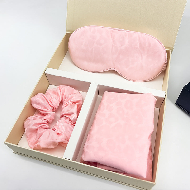Leopard Jacquard Mulberry Silk Gift Set – 3-Piece, 19 Momme (SB68)