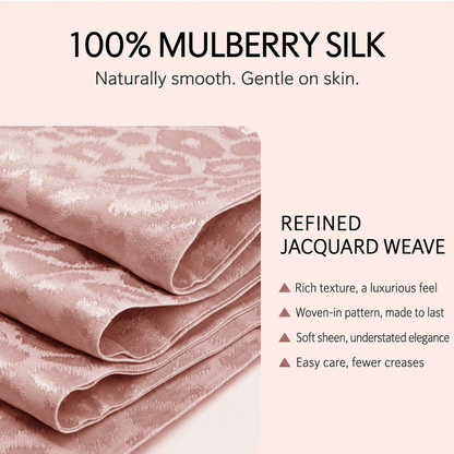 Leopard Jacquard Mulberry Silk Gift Set – 3-Piece, 19 Momme (SB68)