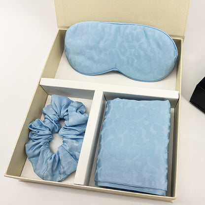 Leopard Jacquard Mulberry Silk Gift Set – 3-Piece, 19 Momme (SB68)