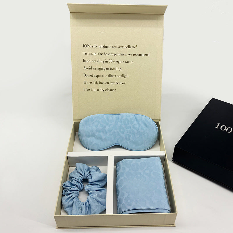 Leopard Jacquard Mulberry Silk Gift Set – 3-Piece, 19 Momme (SB68)