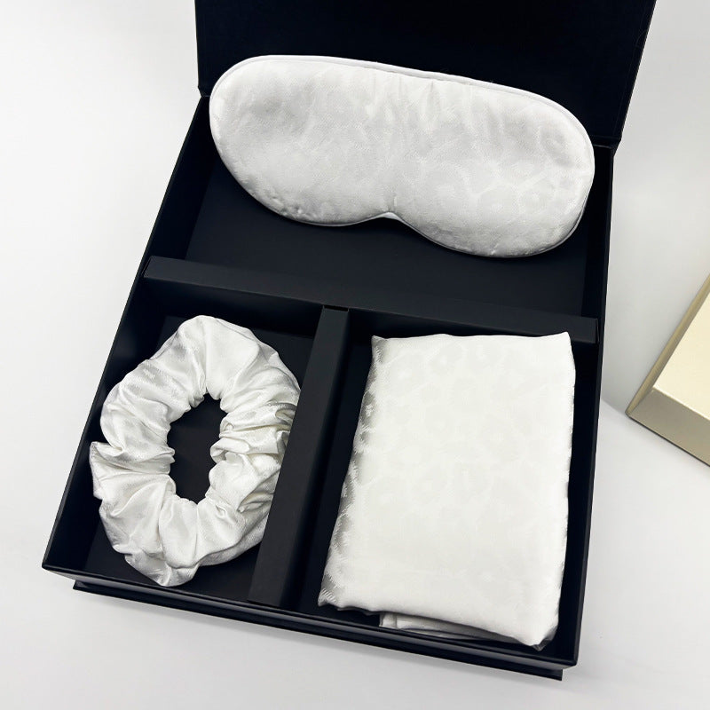 Leopard Jacquard Mulberry Silk Gift Set – 3-Piece, 19 Momme (SB68)