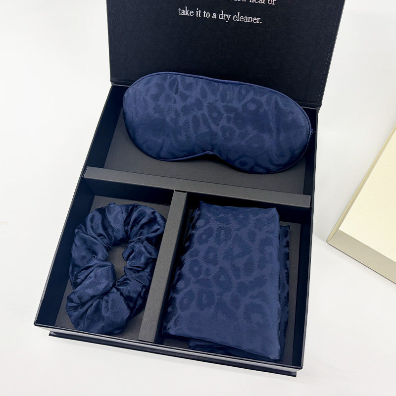 Leopard Jacquard Mulberry Silk Gift Set – 3-Piece, 19 Momme (SB68)