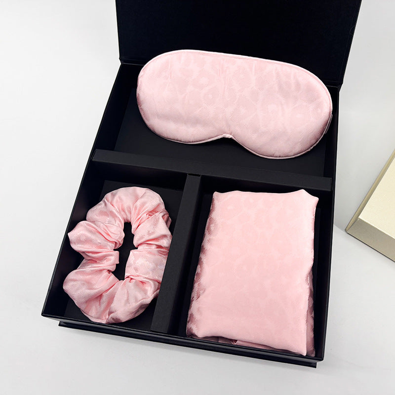 Leopard Jacquard Mulberry Silk Gift Set – 3-Piece, 19 Momme (SB68)