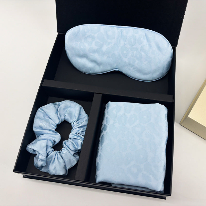 Leopard Jacquard Mulberry Silk Gift Set – 3-Piece, 19 Momme (SB68)