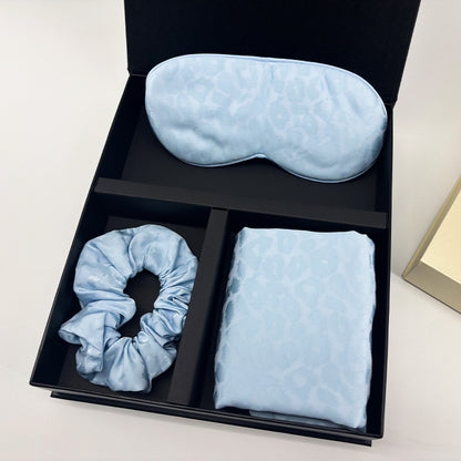 Leopard Jacquard Mulberry Silk Gift Set – 3-Piece, 19 Momme (SB68)