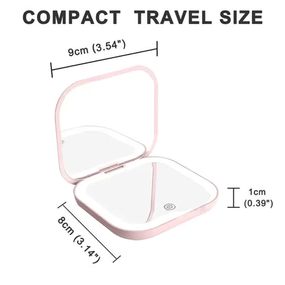 Small Pocket LED Travel Makeup Mirror, 3 lighting model with 10X Magnification