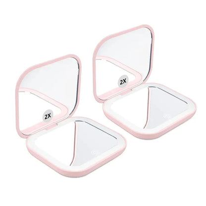 Small Pocket LED Travel Makeup Mirror, 3 lighting model with 10X Magnification