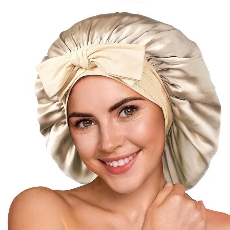 16 Momme Double-Layer Mulberry Silk Bonnet – Adjustable Tie (SB64)