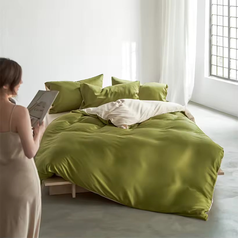 22 Momme Mulberry Silk Bedding Set – Duvet Cover & Pillowcases (SB58)