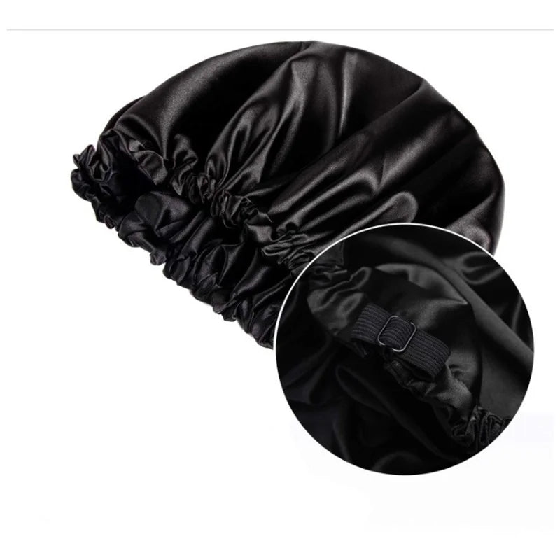 100% Real Silk Hair Bonnet – Double-Layer Night Cap with Soft Elastic Fit (SB24)