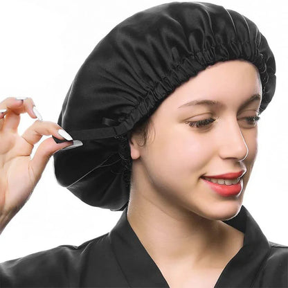 100% Real Silk Hair Bonnet – Double-Layer Night Cap with Soft Elastic Fit (SB24)