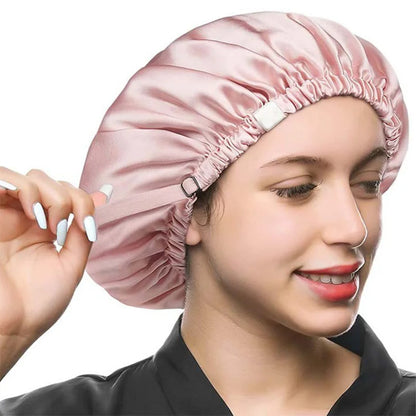 100% Real Silk Hair Bonnet – Double-Layer Night Cap with Soft Elastic Fit (SB24)