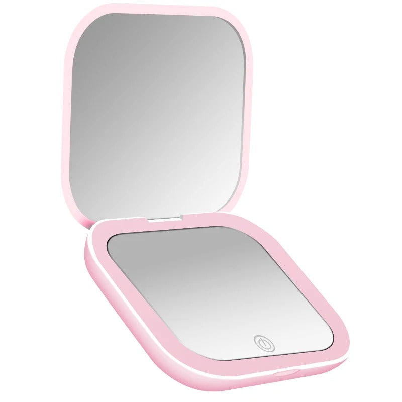 Small Pocket LED Travel Makeup Mirror, 3 lighting model with 10X Magnification