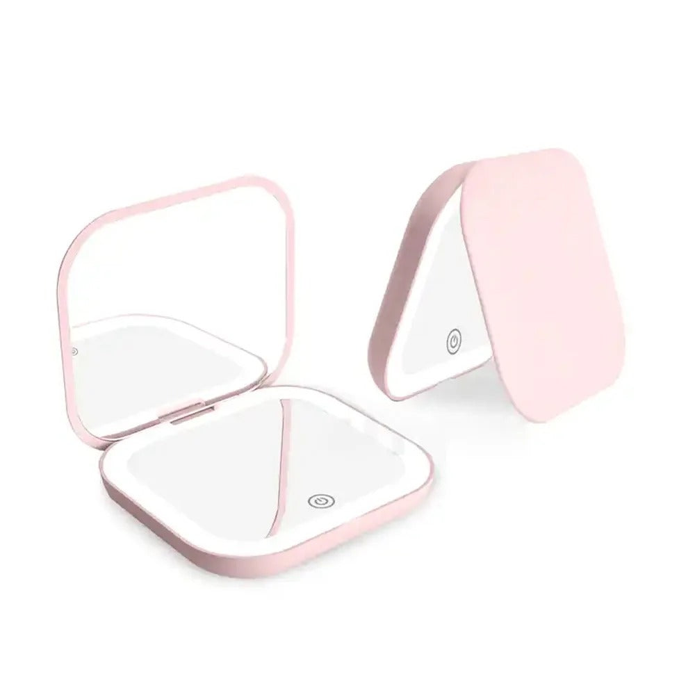 Small Pocket LED Travel Makeup Mirror, 3 lighting model with 10X Magnification