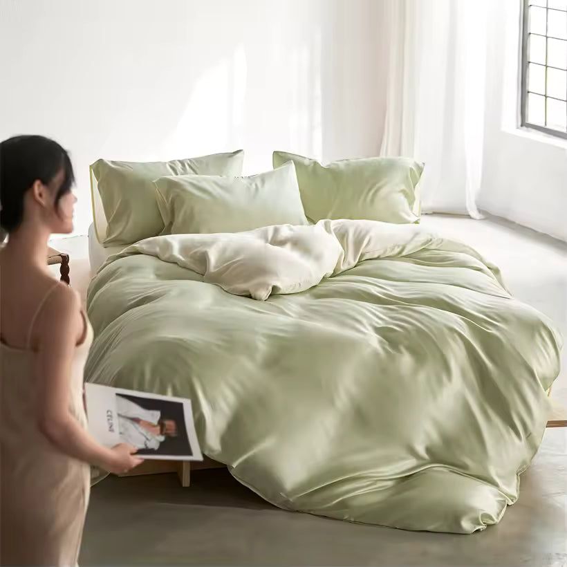 22 Momme Mulberry Silk Bedding Set – Duvet Cover & Pillowcases (SB58)