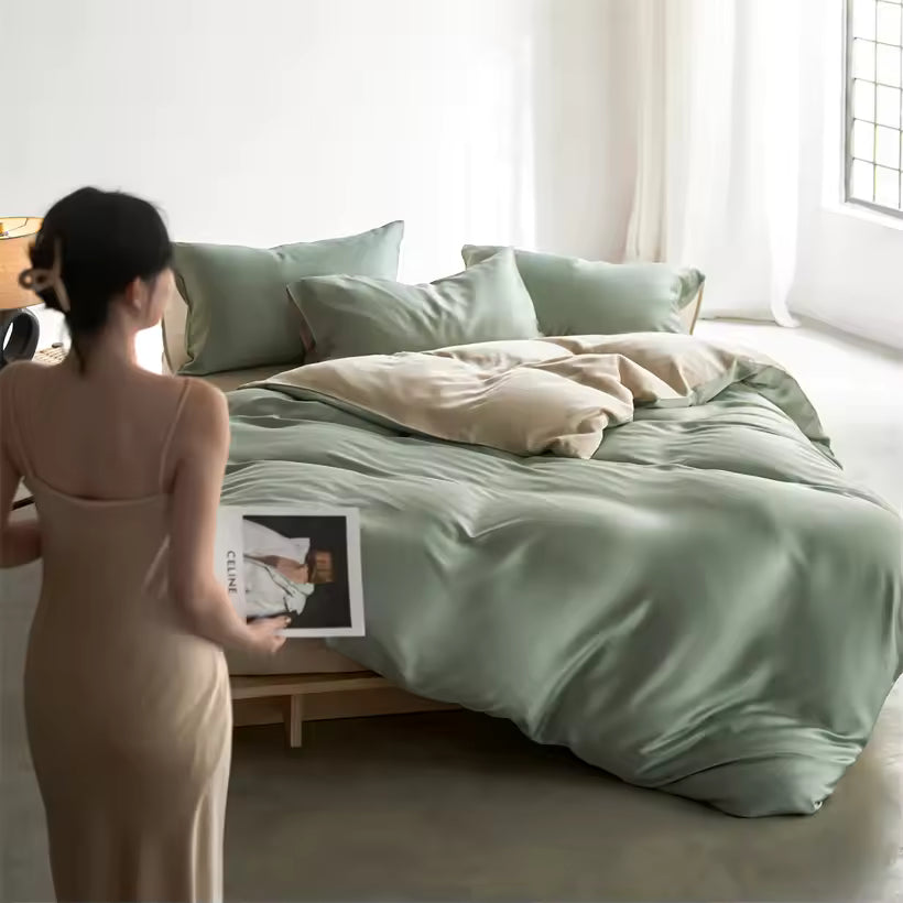 22 Momme Mulberry Silk Bedding Set – Duvet Cover & Pillowcases (SB58)