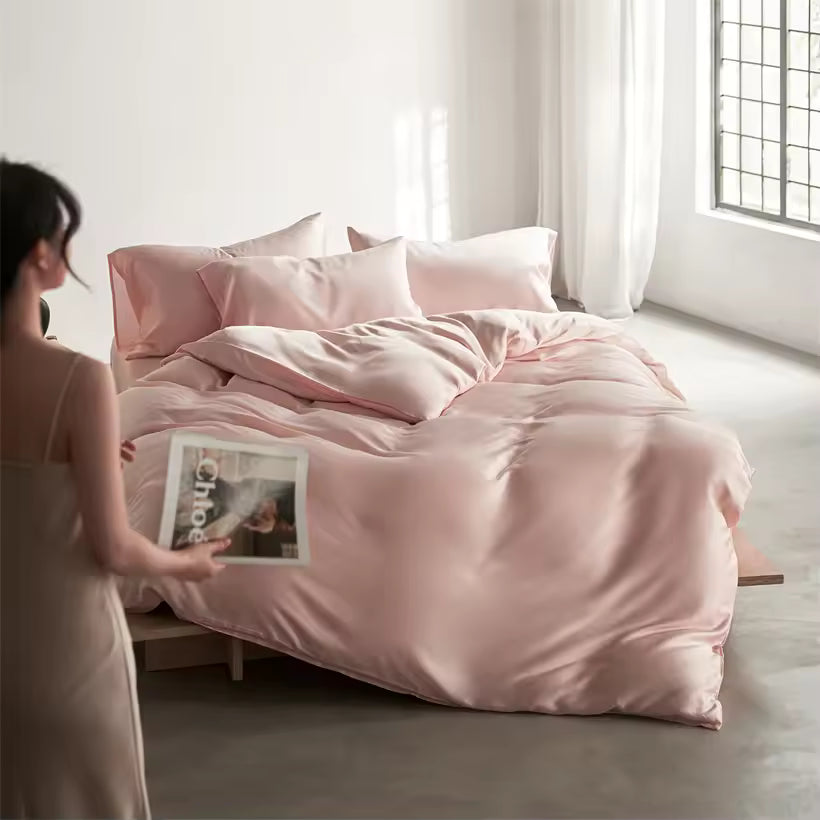 22 Momme Mulberry Silk Bedding Set – Duvet Cover & Pillowcases (SB58)