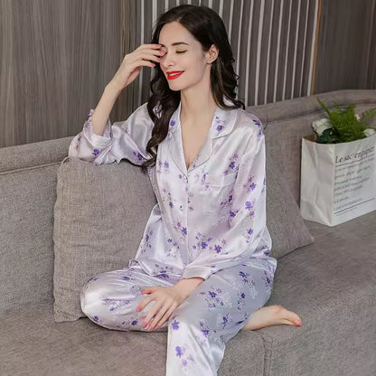 Women’s 16 Momme 100% Mulberry Silk Printed Pyjama Set (SB35)