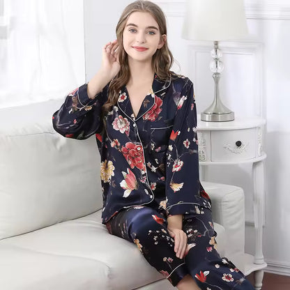 Women’s 16 Momme 100% Mulberry Silk Printed Pyjama Set (SB35)