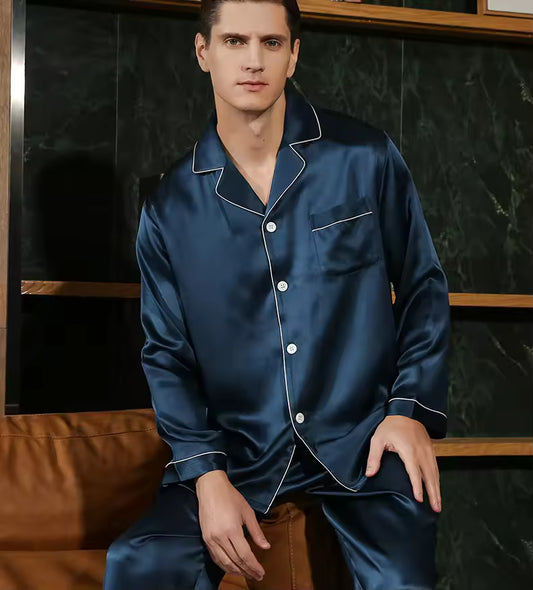 Men’s 19 Momme 100% Mulberry Silk Pyjama Set (SB38) – main product view