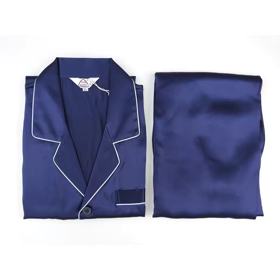 Men’s 100% Mulberry Silk Long Sleeve Pyjama Set, 19 Momme (SB36)