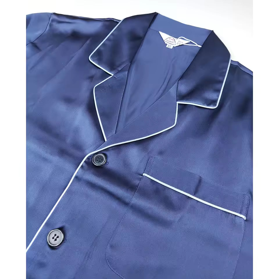 Men’s 100% Mulberry Silk Long Sleeve Pyjama Set, 19 Momme (SB36)