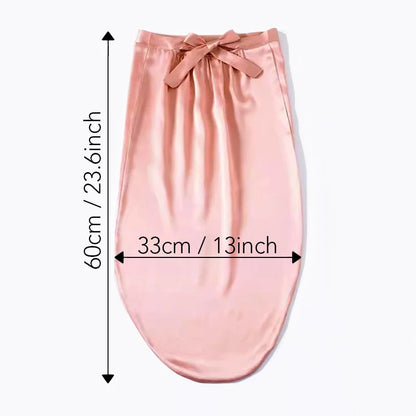 100% Mulberry Silk Long Sleep Bonnet – Adjustable Tie Band for Braids, Curls & Dreadlocks (SB20)
