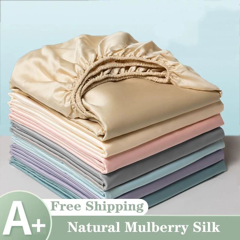 100% Mulberry Silk Fitted Sheet with Elasticated Corners (SB13)