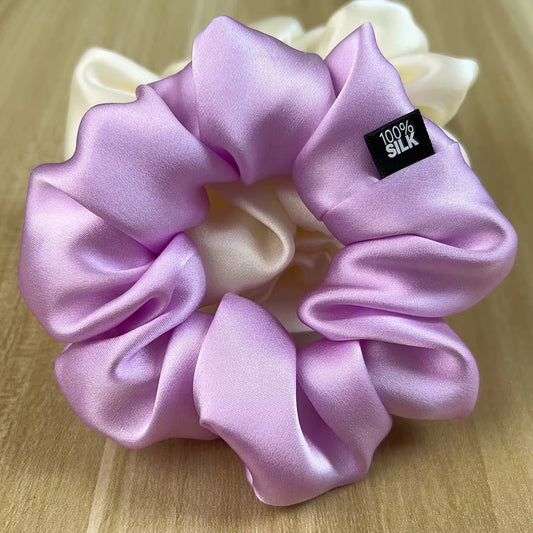 100% Mulberry Silk Large Scrunchies – 19 Momme Luxury Hair Ties (SB17)