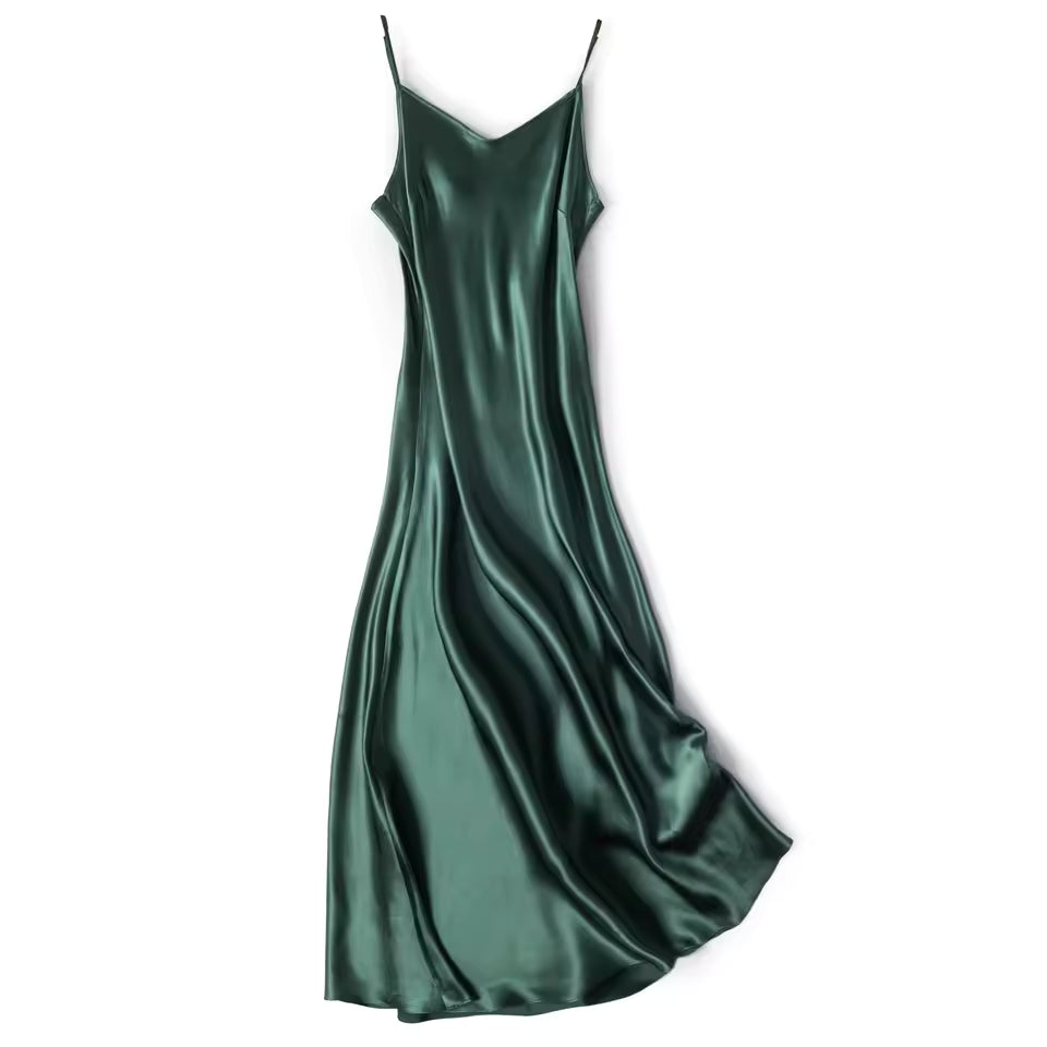 100% Natural Mulberry Silk 21 Momme V-Neck Slip Dress (SB32)