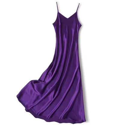100% Natural Mulberry Silk 21 Momme V-Neck Slip Dress (SB32)