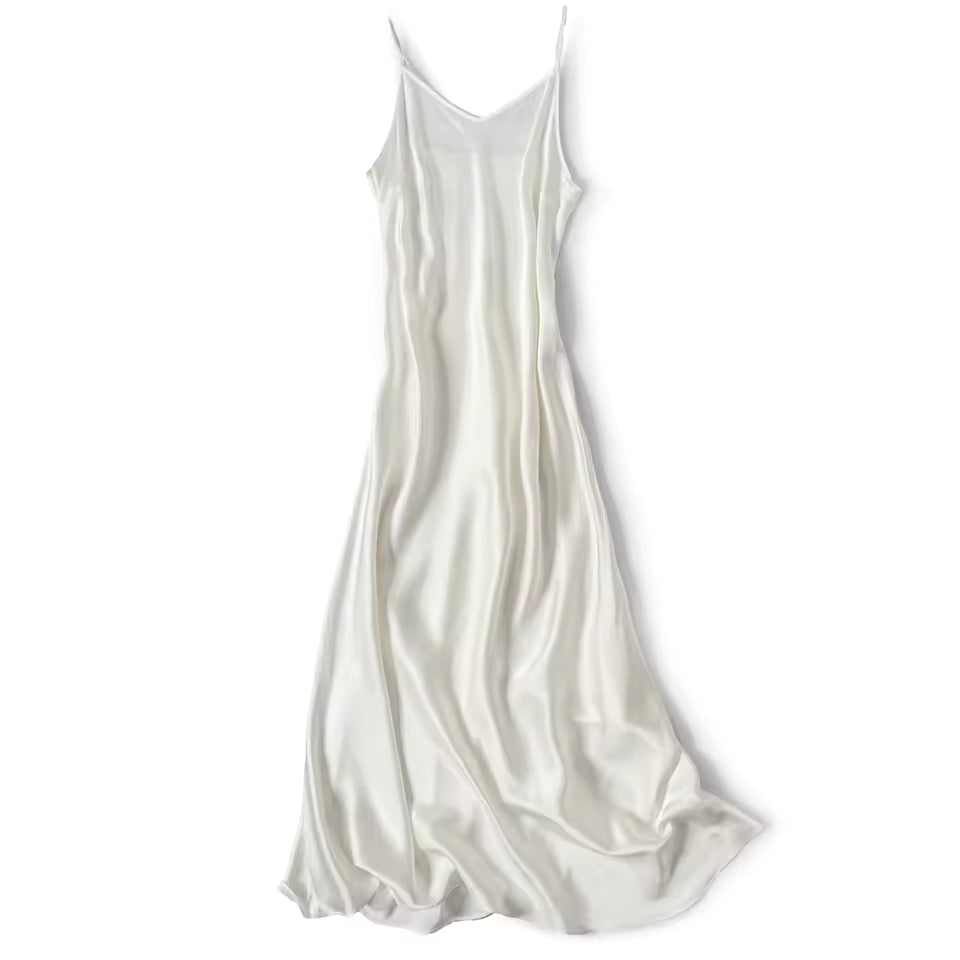 100% Natural Mulberry Silk 21 Momme V-Neck Slip Dress (SB32)